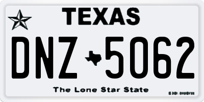 TX license plate DNZ5062