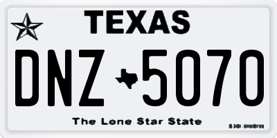 TX license plate DNZ5070