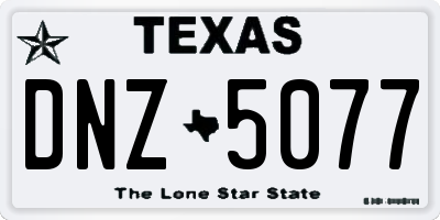 TX license plate DNZ5077
