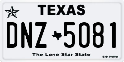 TX license plate DNZ5081