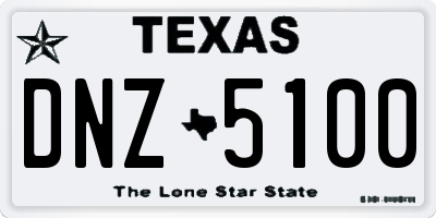 TX license plate DNZ5100