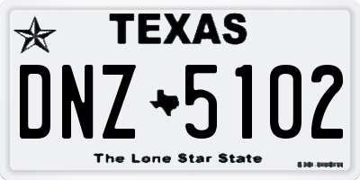TX license plate DNZ5102