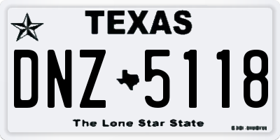 TX license plate DNZ5118