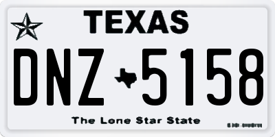 TX license plate DNZ5158