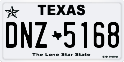 TX license plate DNZ5168