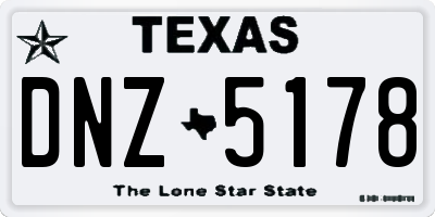 TX license plate DNZ5178