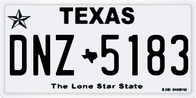 TX license plate DNZ5183