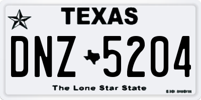 TX license plate DNZ5204