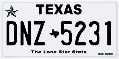 TX license plate DNZ5231