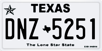 TX license plate DNZ5251