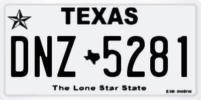 TX license plate DNZ5281