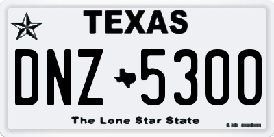 TX license plate DNZ5300