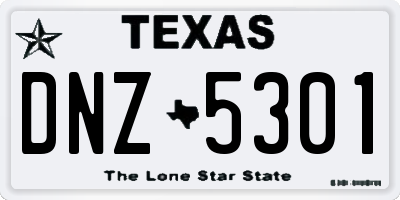 TX license plate DNZ5301