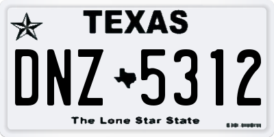 TX license plate DNZ5312