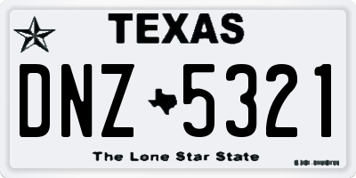 TX license plate DNZ5321