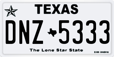 TX license plate DNZ5333