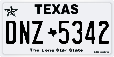 TX license plate DNZ5342