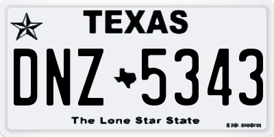 TX license plate DNZ5343