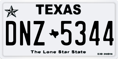 TX license plate DNZ5344