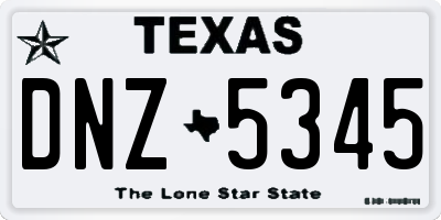 TX license plate DNZ5345