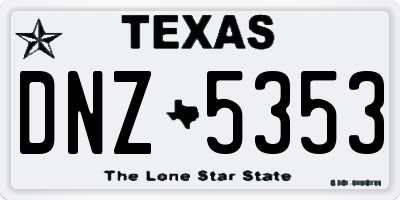 TX license plate DNZ5353