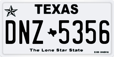 TX license plate DNZ5356