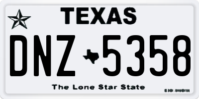 TX license plate DNZ5358