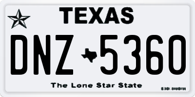 TX license plate DNZ5360