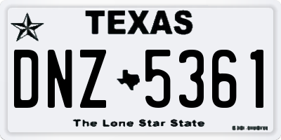 TX license plate DNZ5361