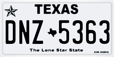 TX license plate DNZ5363