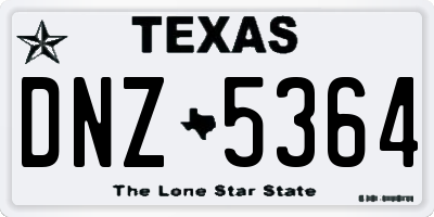 TX license plate DNZ5364