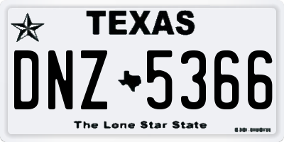 TX license plate DNZ5366