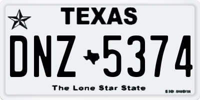 TX license plate DNZ5374