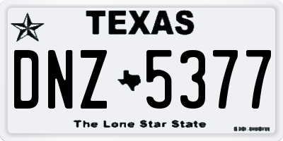TX license plate DNZ5377
