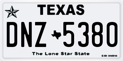 TX license plate DNZ5380