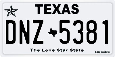 TX license plate DNZ5381