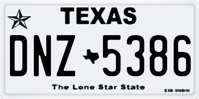 TX license plate DNZ5386