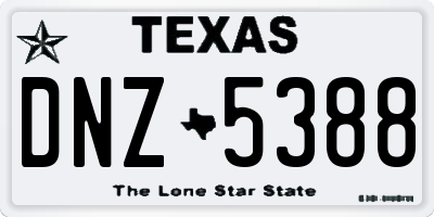 TX license plate DNZ5388