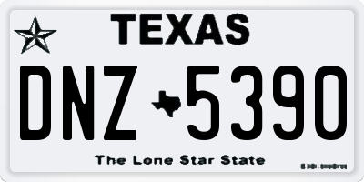 TX license plate DNZ5390