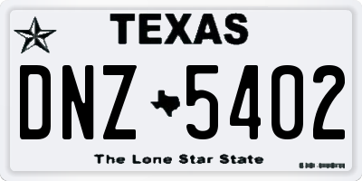 TX license plate DNZ5402