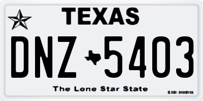TX license plate DNZ5403