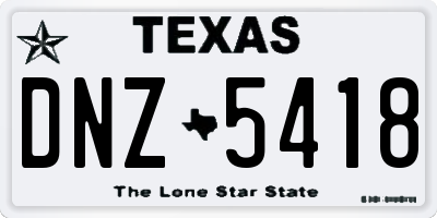TX license plate DNZ5418
