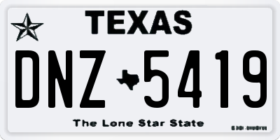 TX license plate DNZ5419