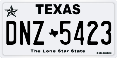 TX license plate DNZ5423
