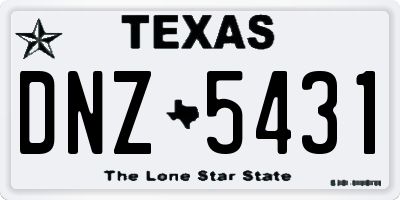 TX license plate DNZ5431