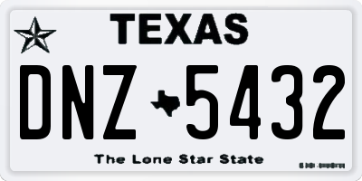 TX license plate DNZ5432