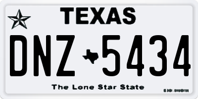 TX license plate DNZ5434