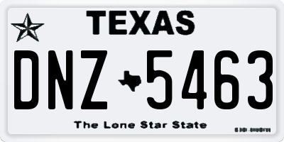 TX license plate DNZ5463