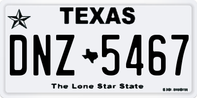 TX license plate DNZ5467