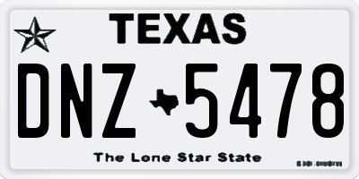 TX license plate DNZ5478